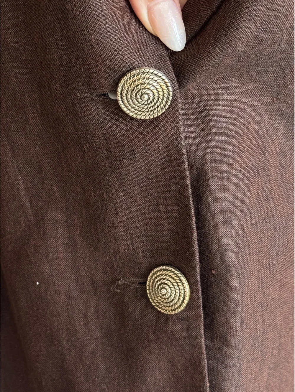 Vintage Colna Paris 100% Linen Brown Blazer Made in France FR 42